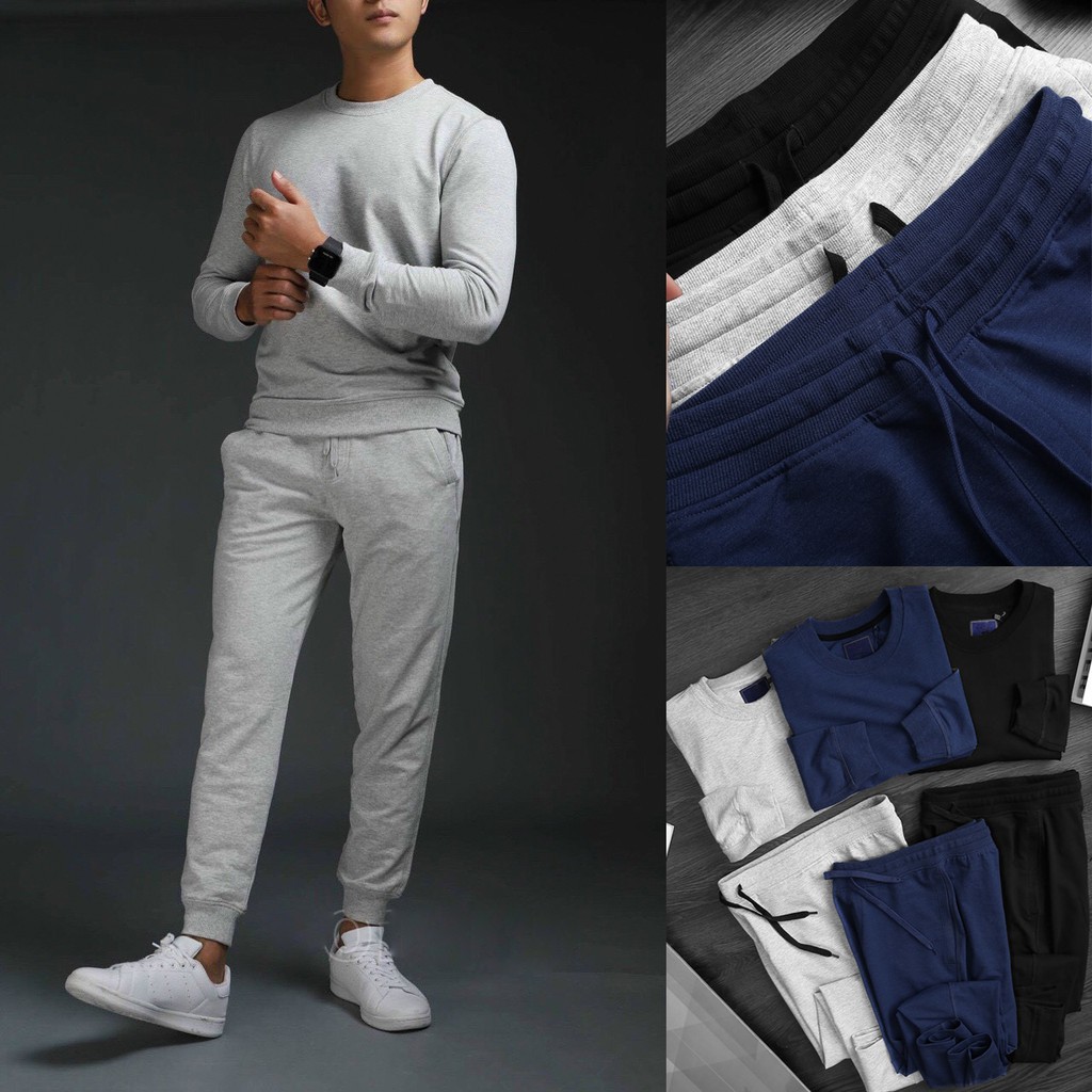 Bộ nỉ nam , Bộ thể thao nam trơn mềm mịn dày dặn đủ size từ 45-90 kg | BigBuy360 - bigbuy360.vn