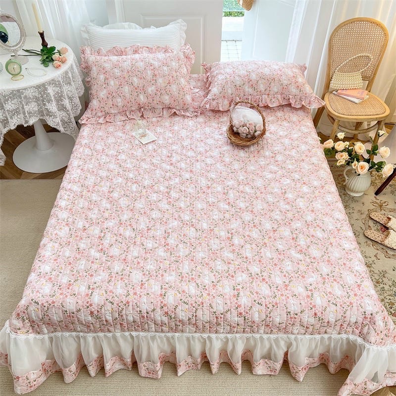 Bộ ga gối trần bông chùm giưong cotton 100% sửa dụng cho cả 4 mùa thoáng mát ,bền đẹp