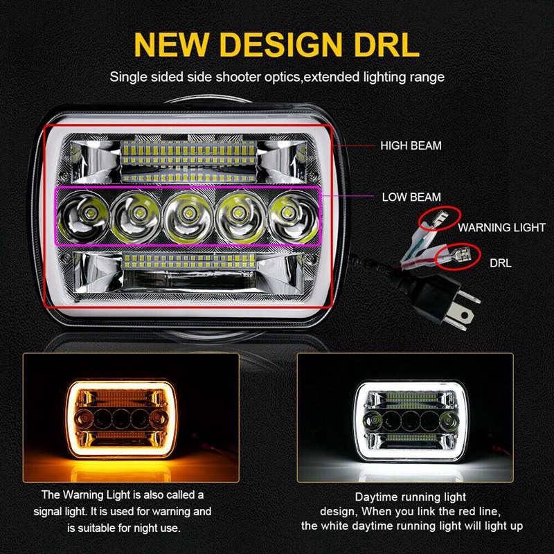 Đèn Pha LED 5X7Inch 7X6Inch Chất Lượng Cao Cho Jeep Cherokee XJ Wrangler YJ