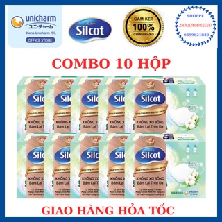 Bông tẩy trang Silcot 66 miếng, combo 10 hộp
