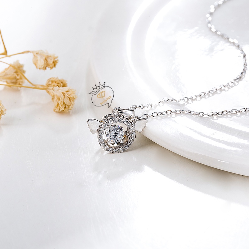 Dây chuyền bạc 925 mặt hình đôi cánh thiên thần hàng hộp sang trọng vòng cổ Bella925 3211