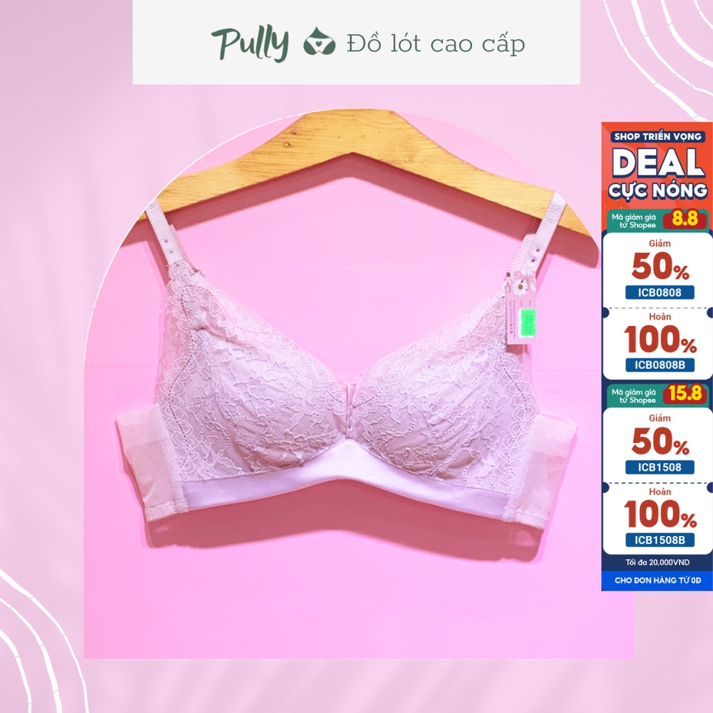 Áo ngực nữ, áo lót nữ phối ren không gọng đệm mỏng ôm khít ngực 32/34/36/38 - PULLY SHOP