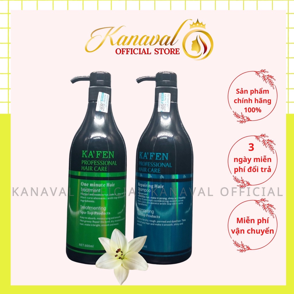 Dầu gội đầu, dầu gội KAFEN professional phục hồi tóc hư tổn, dưỡng ẩm và cân bằng cấu trúc sợi tóc, chai 800ML - Kanaval