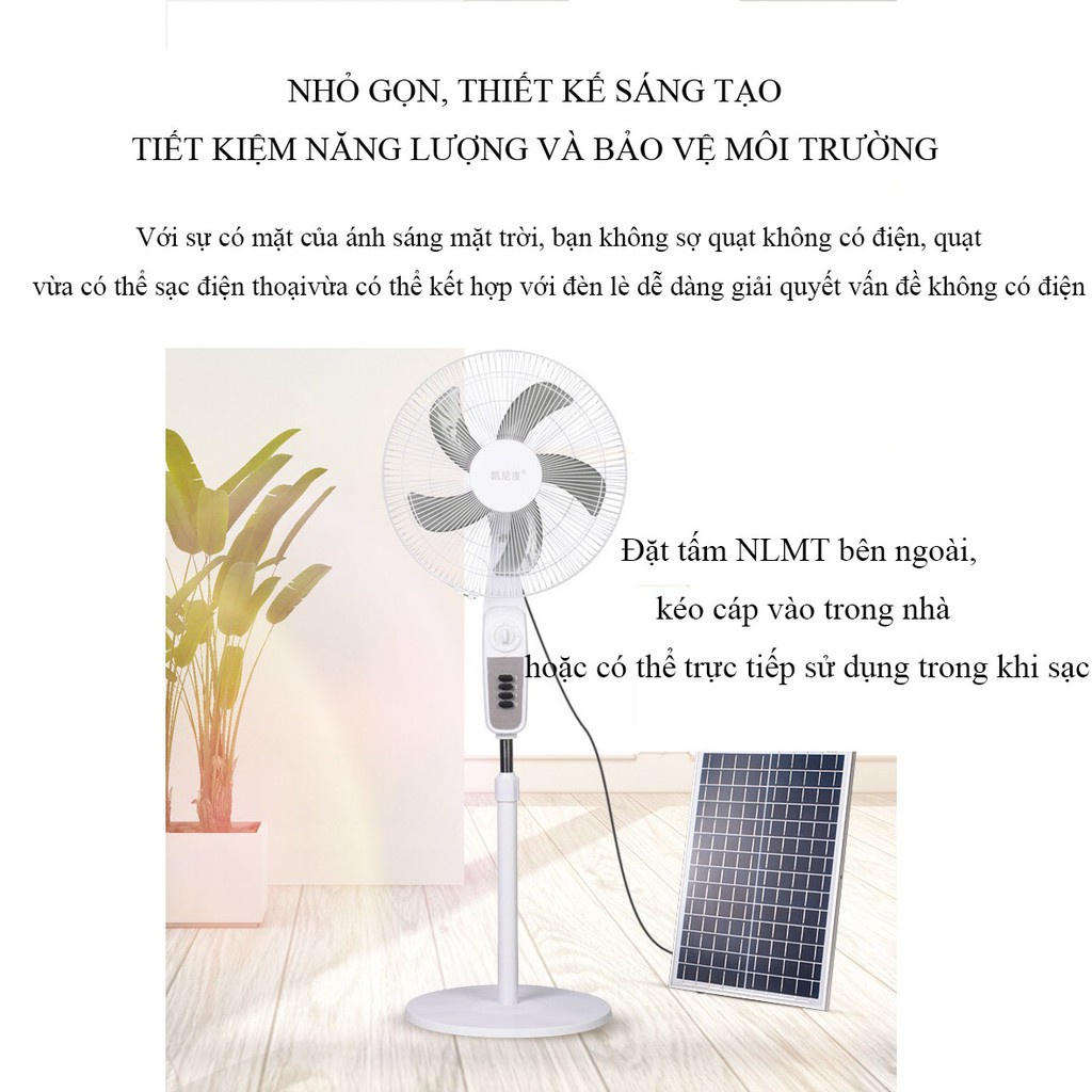 Quạt Tích Điện Năng Lượng Mặt Trời S888- Siêu Mát, Tiết Kiệm Điện, Không Gây Ồn