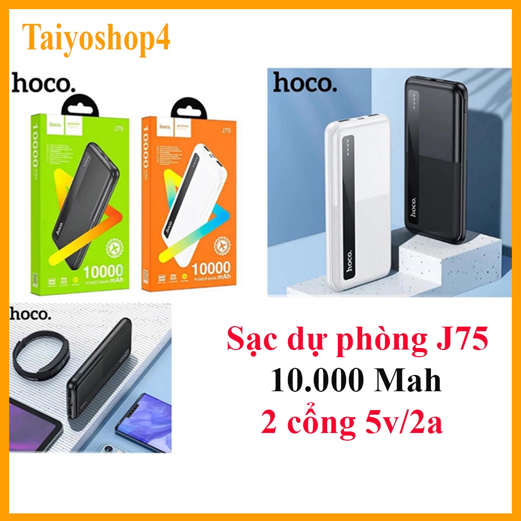 Pin sạc dự phòng Hoco J75 10.000mAh Sạc Nhanh 2 cổng USB 5V-2A - Màn LED hiển thị pin