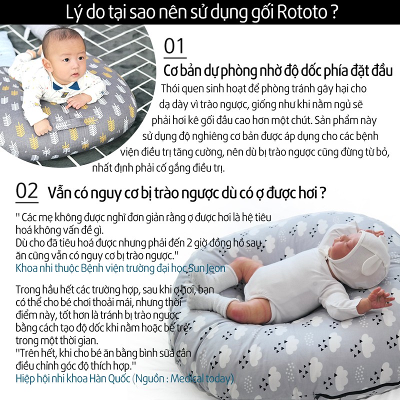 Vỏ gối chống trào ngược Ripple Rototo Bebe loại gợn sóng thiết kế mới ALADDINVINA