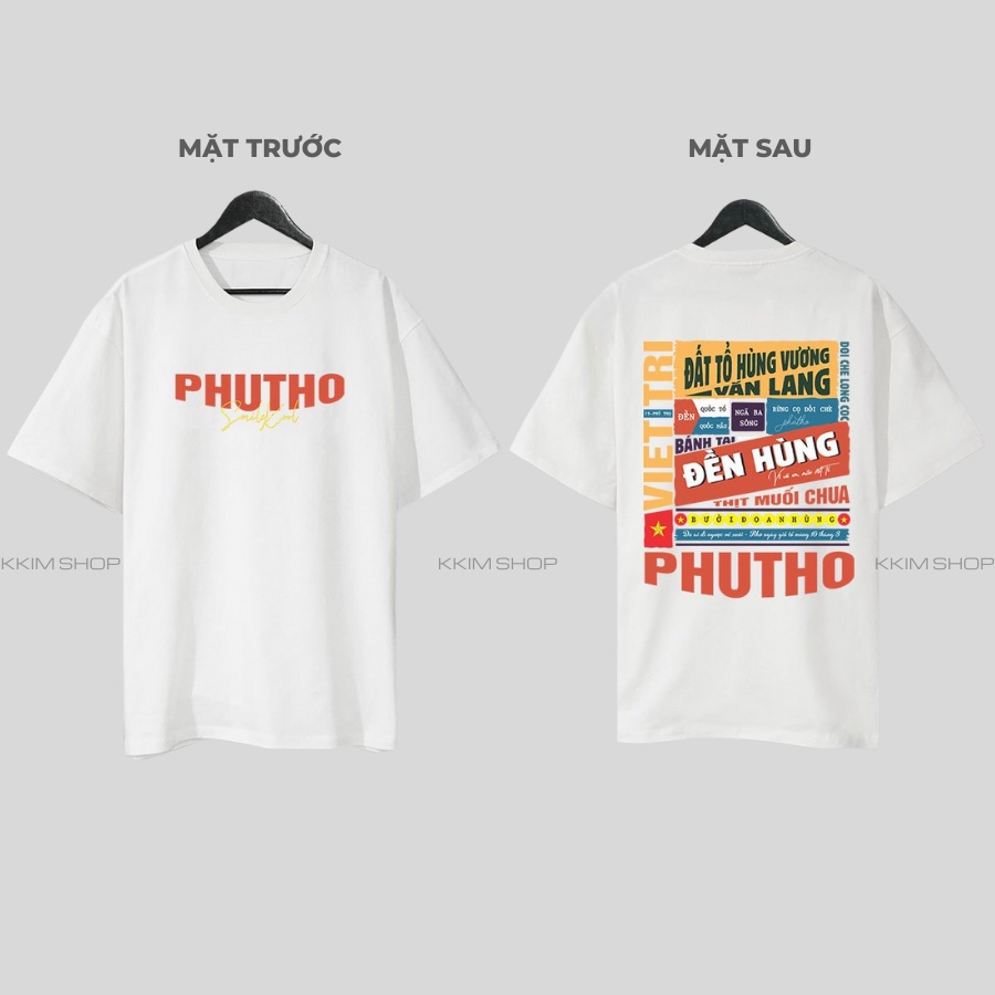 Áo thun tay lỡ PHÚ THỌ, Áo phông 63 tỉnh thành Form rộng oversize, chất liệu Cotton KKIMSHOP