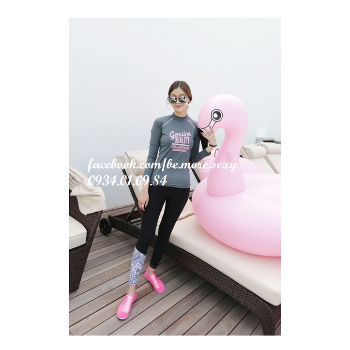 Đồ bơi dài tay Hàn Quốc xám đen | BigBuy360 - bigbuy360.vn