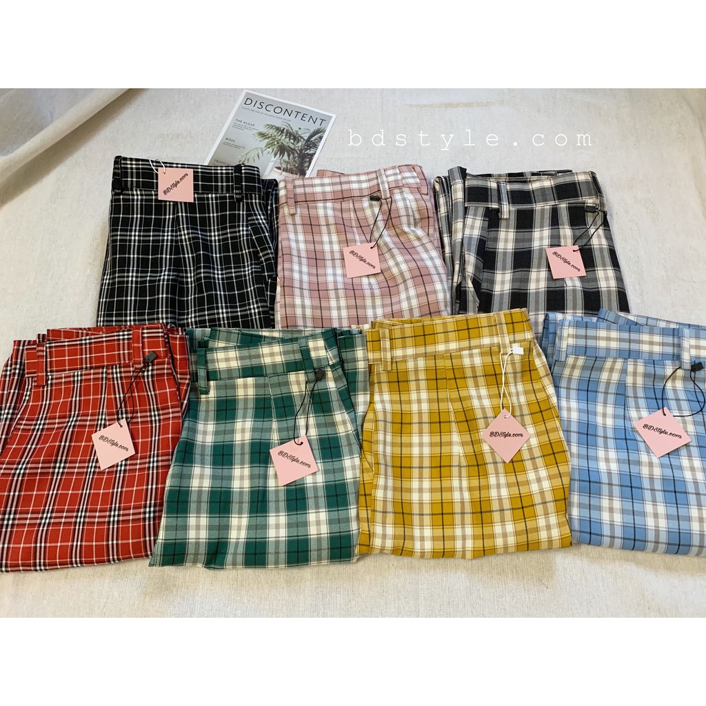 [Mã BDSTBD200 Giảm Ngay 20K] Quần Kẻ Suông Caro Form Thụng Dáng -  Quần Tây Culottes - Quần caro | BigBuy360 - bigbuy360.vn
