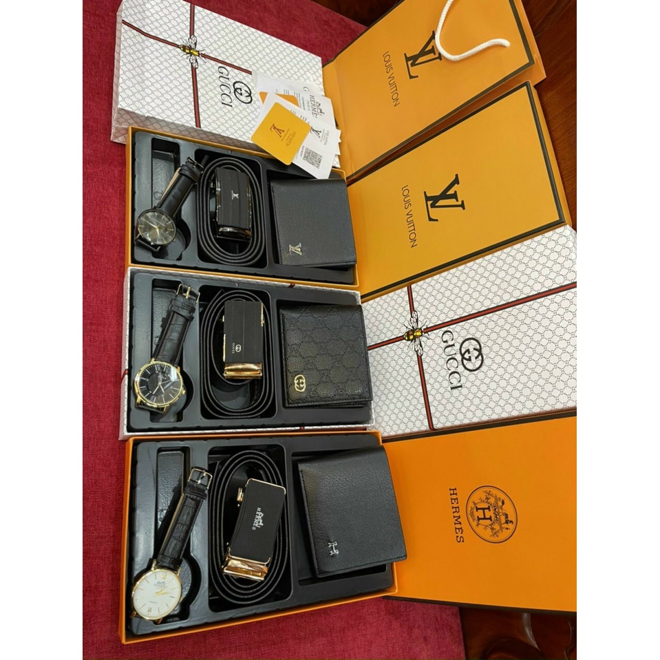Combo ví + thắt lưng + đồng hồ dây da ⚡️𝐅𝐑𝐄𝐄 𝐒𝐇𝐈𝐏⚡️ cao cấp với thiết kế sang trọng 2021