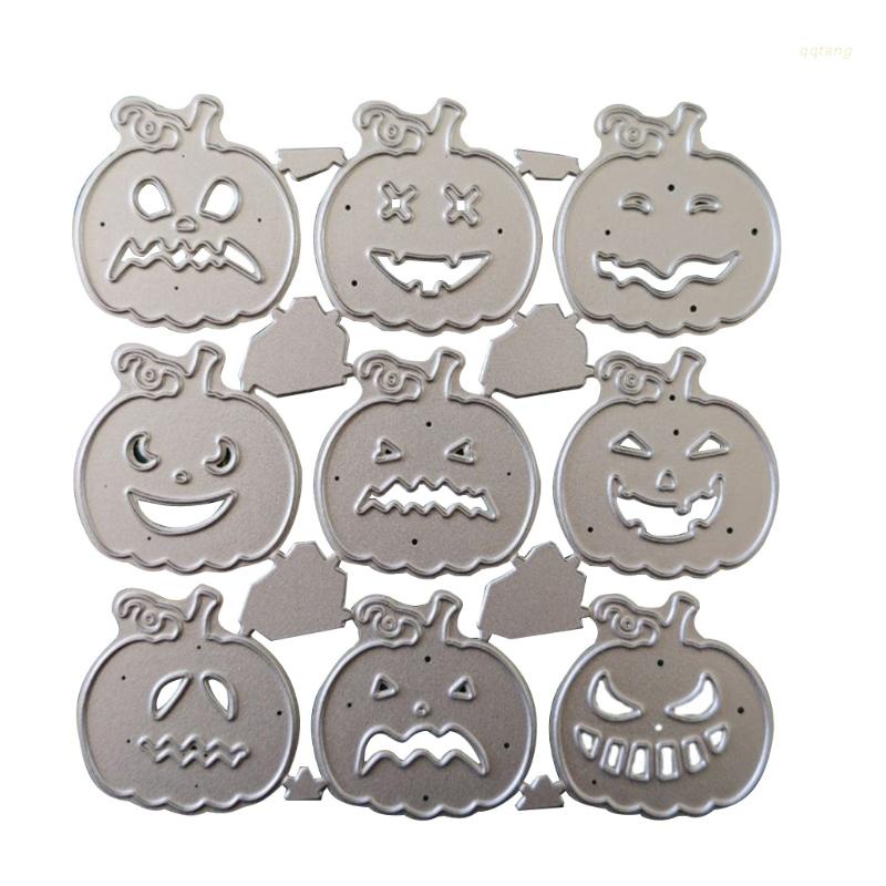 QQ Khuôn Cắt Giấy Kim Loại Họa Tiết Bí Ngô Halloween Trang Trí Sổ Tay DIY