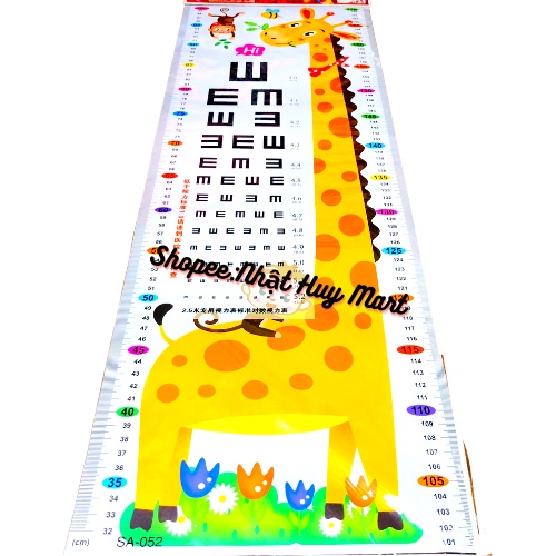 Thước hươu cao cổ dán tường đo chiều cao, decal dán tường cho bé