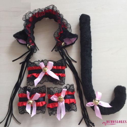 Trang phục cosplay anime tai mèo và đuôi làm quà tặng giáng sinh và tiệc Halloween cao cấp