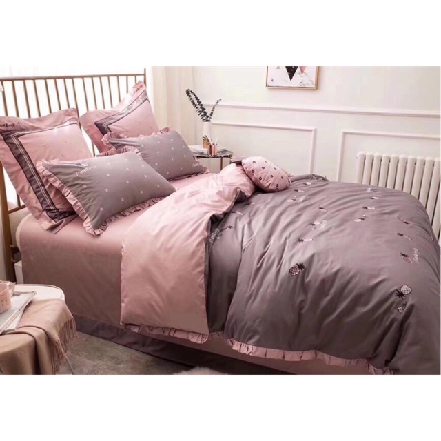 SET CHĂN GA GỐI COTTON LỤA THÊU CAO CẤP