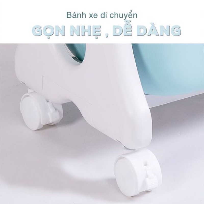 Kệ gấu đựng đồ đa năng - Kệ Nhựa hình gấu 2,3 tầng có bánh xe di chuyển tiện lợi