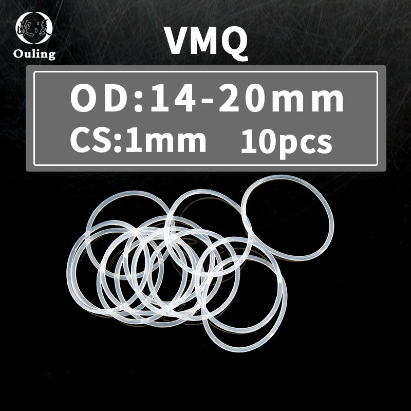 10 CÁI / Lô Cao su silicone trắng Vòng chữ O CS 1mm Độ dày OD14 / 15/16/17/18/19/20 * 1mm Vòng đệm cao su VMQ O Vòng đệm Vòng đệm Bảo vệ môi trường Cách nhiệt chống thấm Không độc hại Hấp thụ sốc