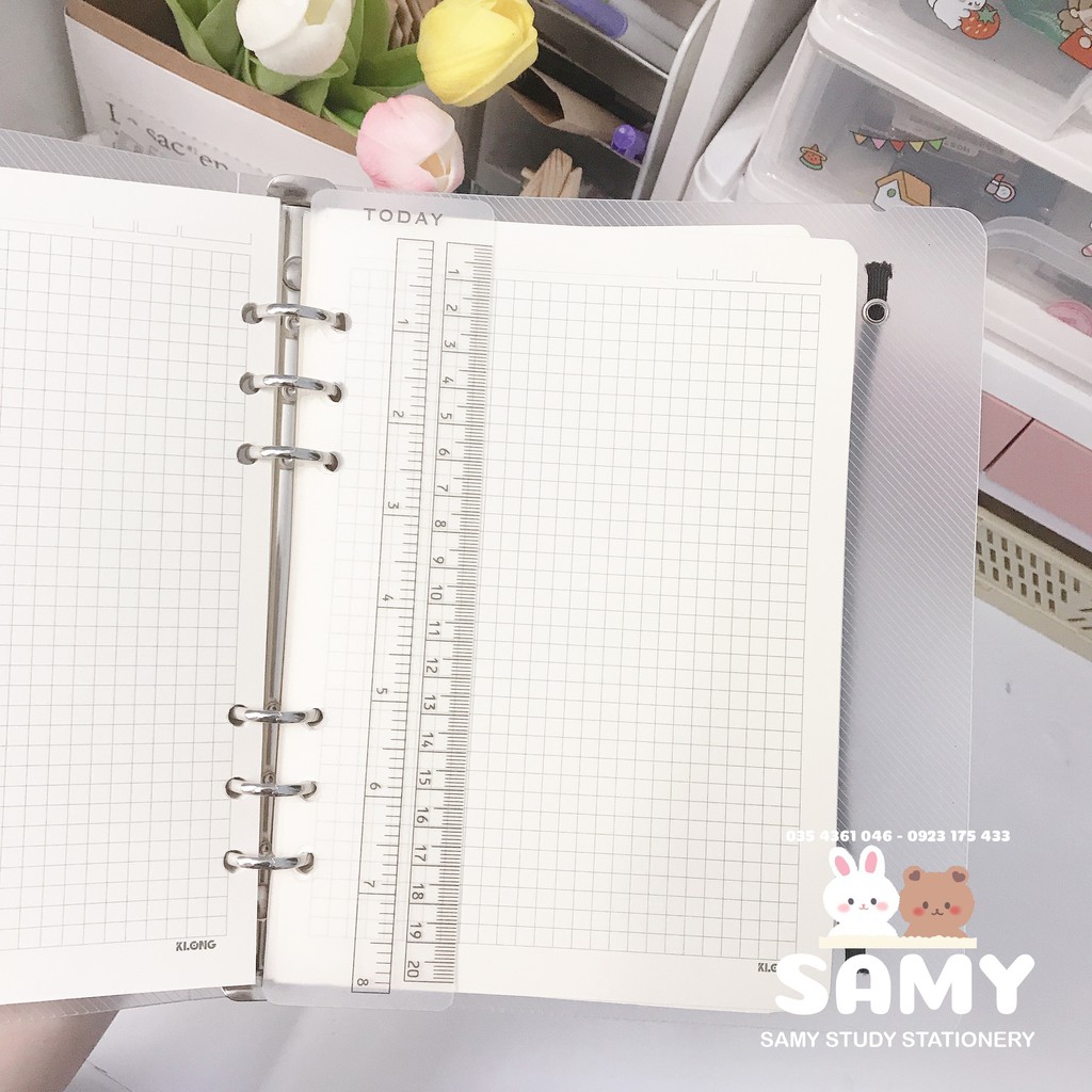 Thước Trong Suốt Gắn Sổ Còng Binder Size A5 6 Lỗ Trang Trí Sổ Tay Planner Bullet Journal