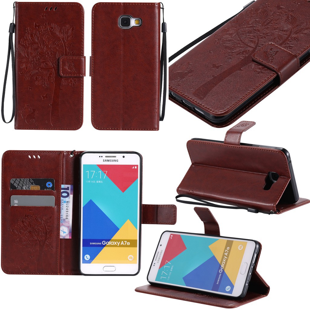 Ốp lưng họa tiết mèo và cây dập nổi dành cho Samsung Galaxy A7 2016 (A710)