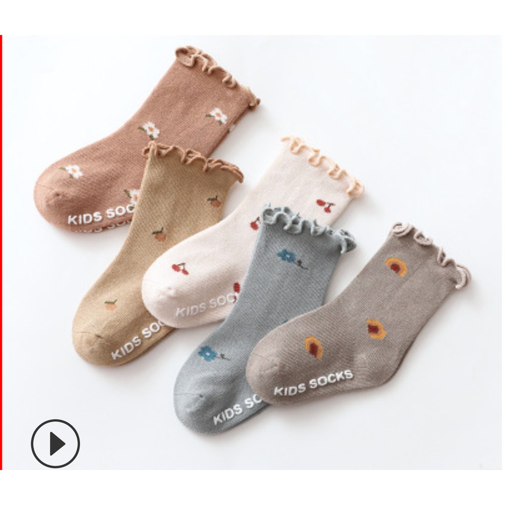 [SẴN] TẤT HOA NHÍ 𝐇À𝐍 𝐐𝐔Ố𝐂 PHONG CÁCH VINTAGE CHO BÉ - Tất cotton có cổ họa tiết xinh xắn