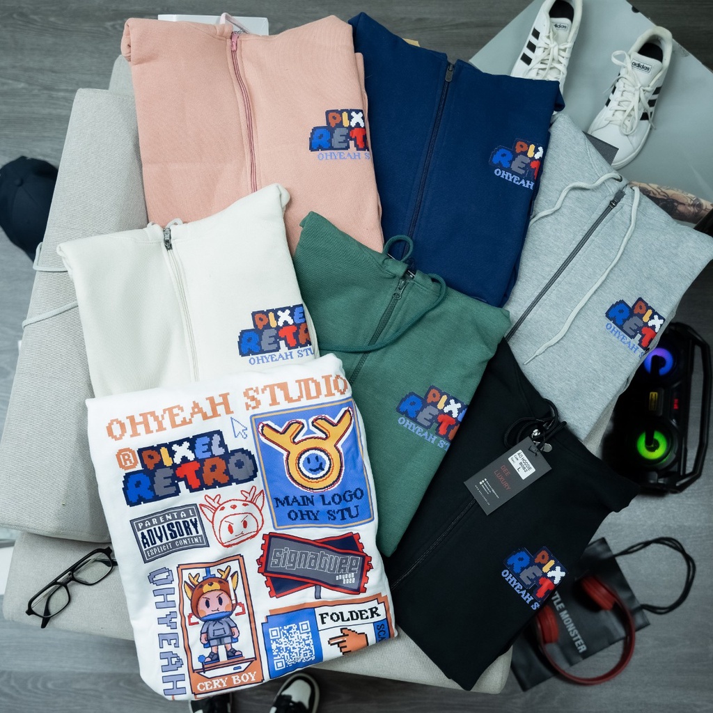 Áo Khoác Jacket Hoodie Zip Nỉ Thu Đông Nam Nữ Unisex Form Rộng