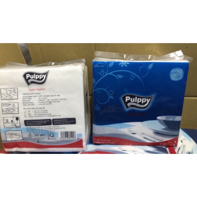 [HCM] Chuyên sỉ 1 thùng 40 gói khăn giấy vuông Pulppy cao cấp khổ lớn (100 tờ /gói),khăn giấy ăn,khăn giấy vệ sinh