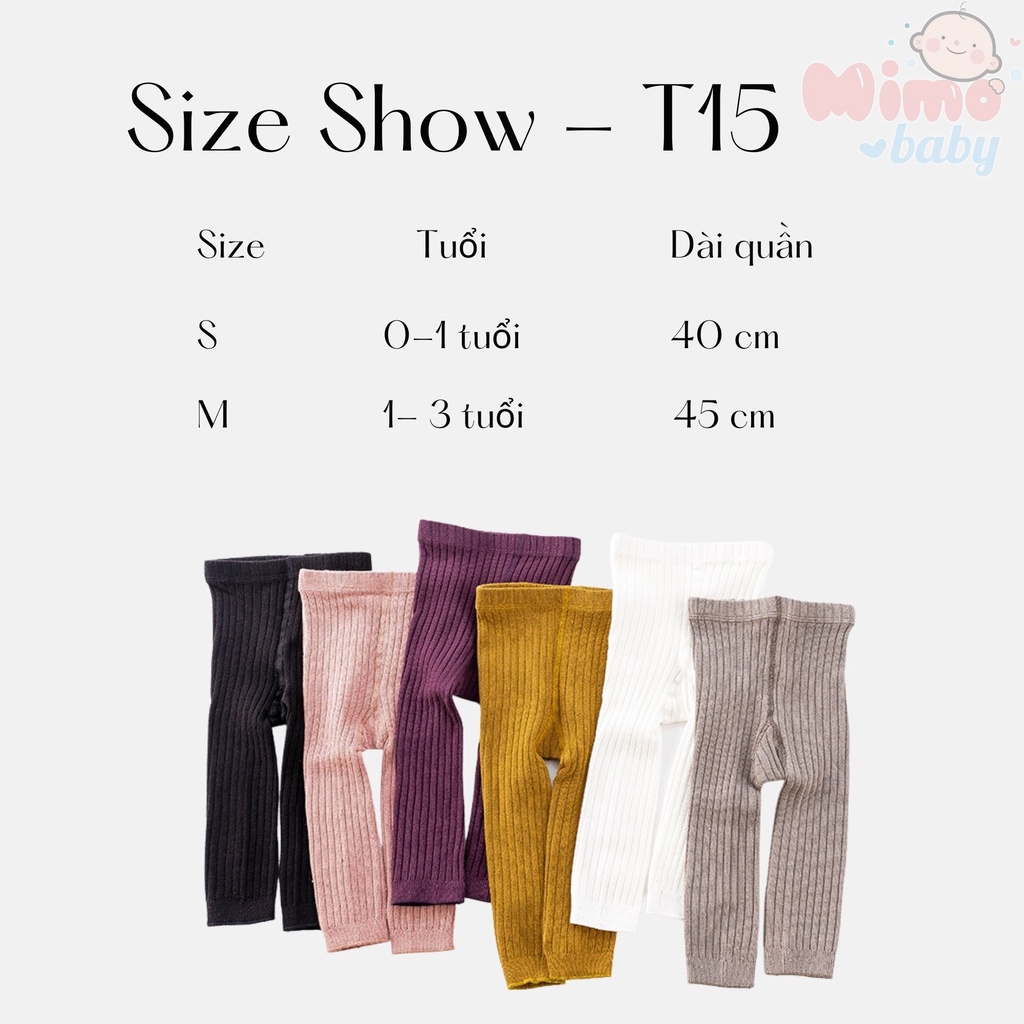 Quần legging, quần tất len không bàn co giãn  cho bé 0-3y mimo baby T15