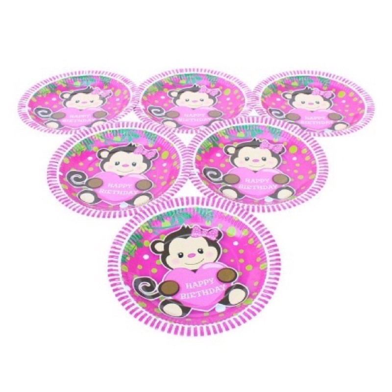 Set dĩa sinh nhật mẫu bé gái (set/6 cái)