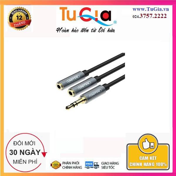 Cáp Loa 1K To 2L (0,2m) Unitek (Y-C 956ABK) - HÀNG CHÍNH HÃNG