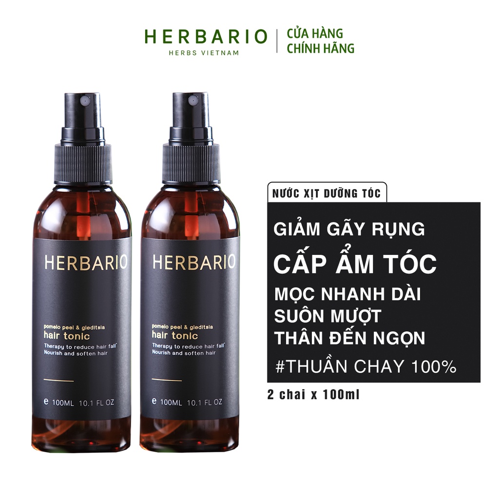 Combo 2 chai nước xịt chăm sóc tóc tinh dầu vỏ bưởi và bồ kết Herbario 100ml