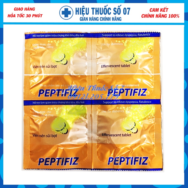 Viên sủi USPEPFIZ - PEPTIFIZ vỉ 4 viên – Hỗ trợ điều trị rối loạn tiêu hóa, đầy hơi, khó tiêu