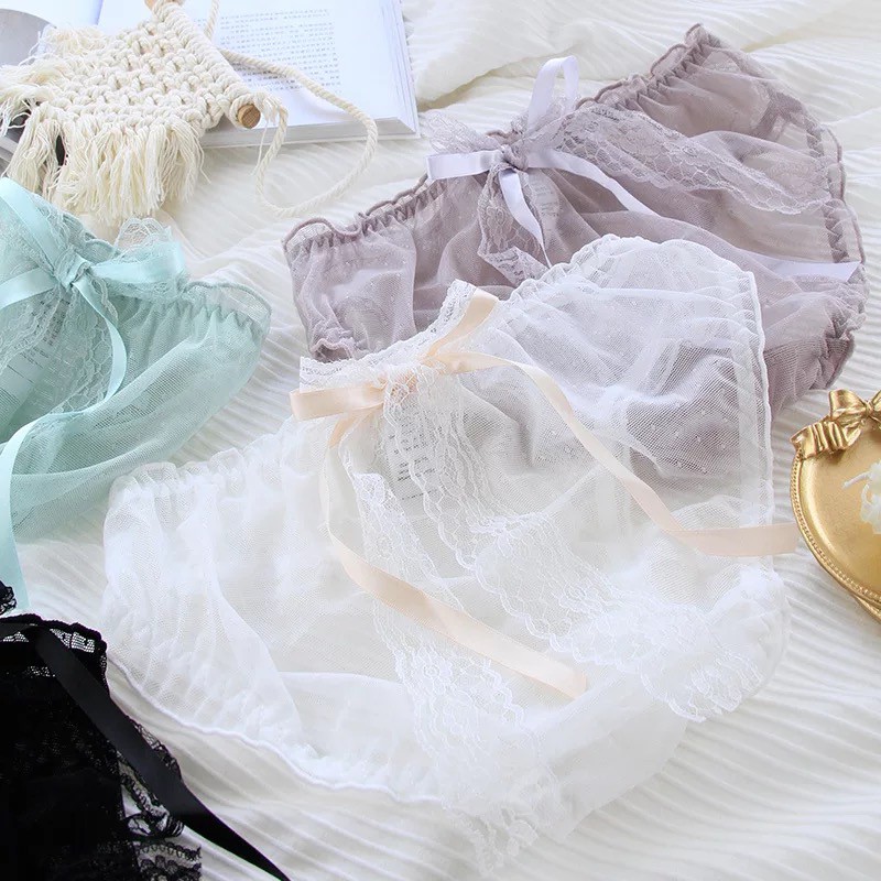 Quần Lót Ren Nữ Xuyên Thấu Đính Nơ Sau Dễ Thương Chíp Ren Nữ Cao Cấp Mainia Shop