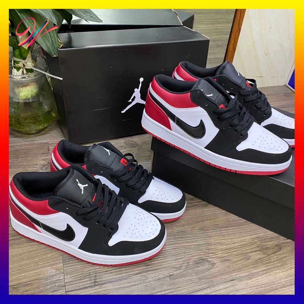 Giày sneaker đen đỏ cổ thấp