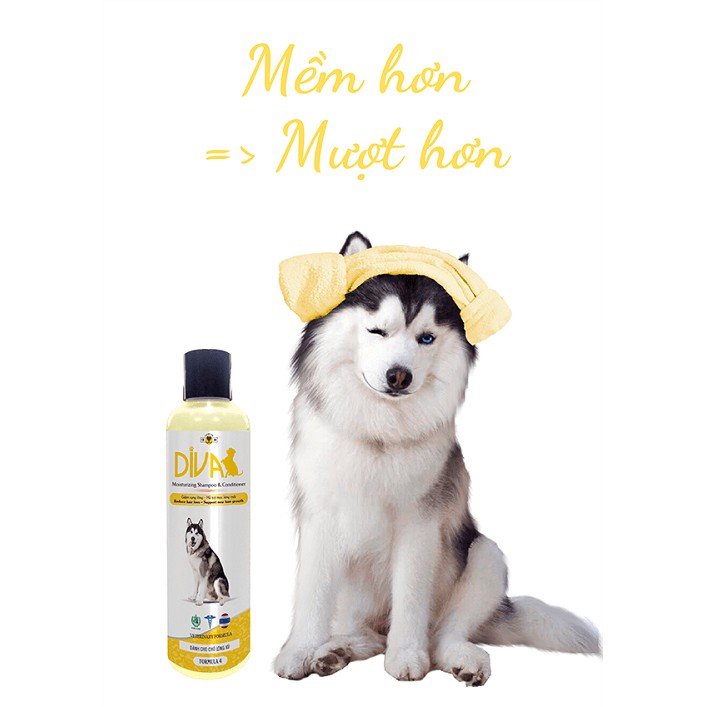 [CHÍNH HÃNG] SỮA TẮM DIVA DƯỠNG ẨM CHO CHÓ LÔNG XÙ - CHAI 400ML