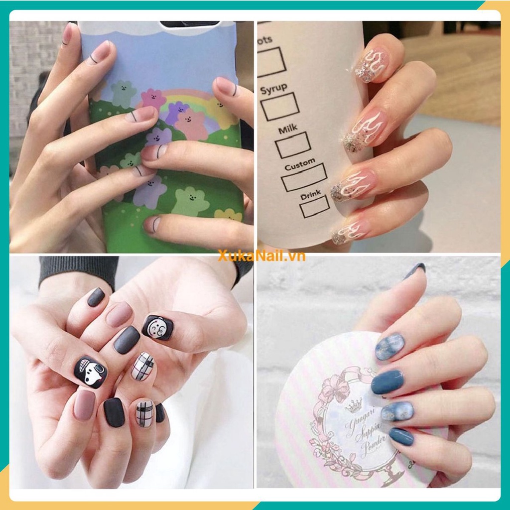 Bộ 24 móng giả /Kèm keo/ móng tay giả làm nails