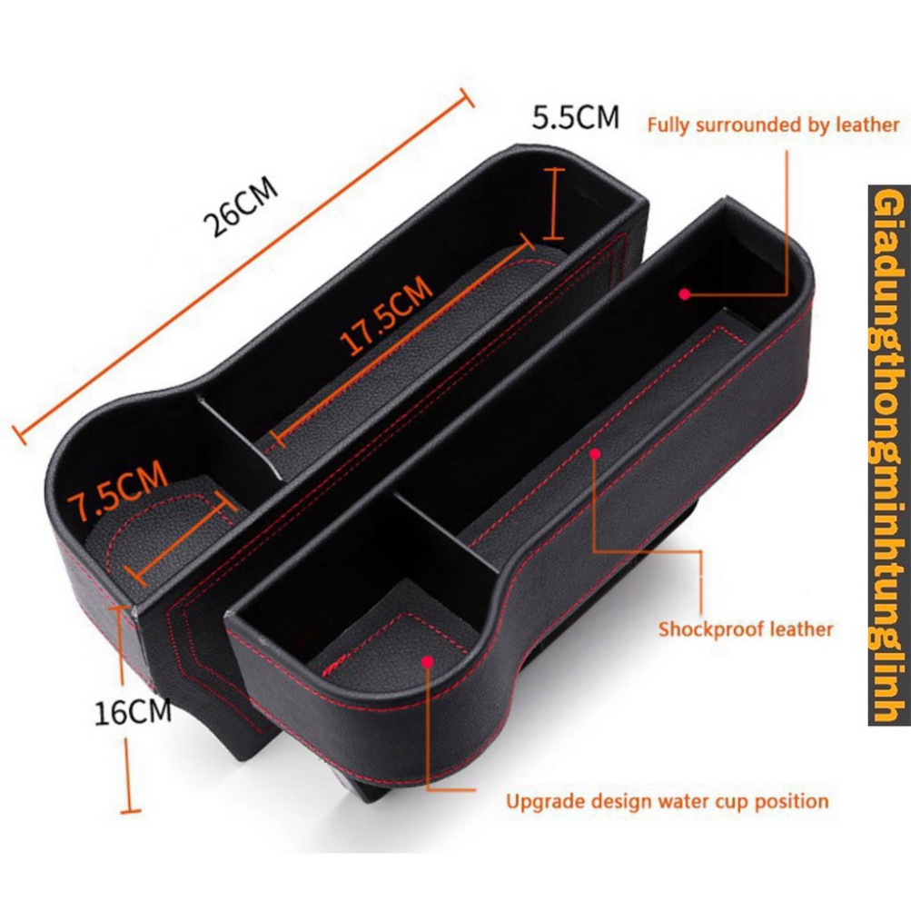 Khay để đồ tiện dụng, thiết kế thông minh trên ô tô  - Khay có chia tẩu, sạc gài ghế trước ô tô kèm đèn led