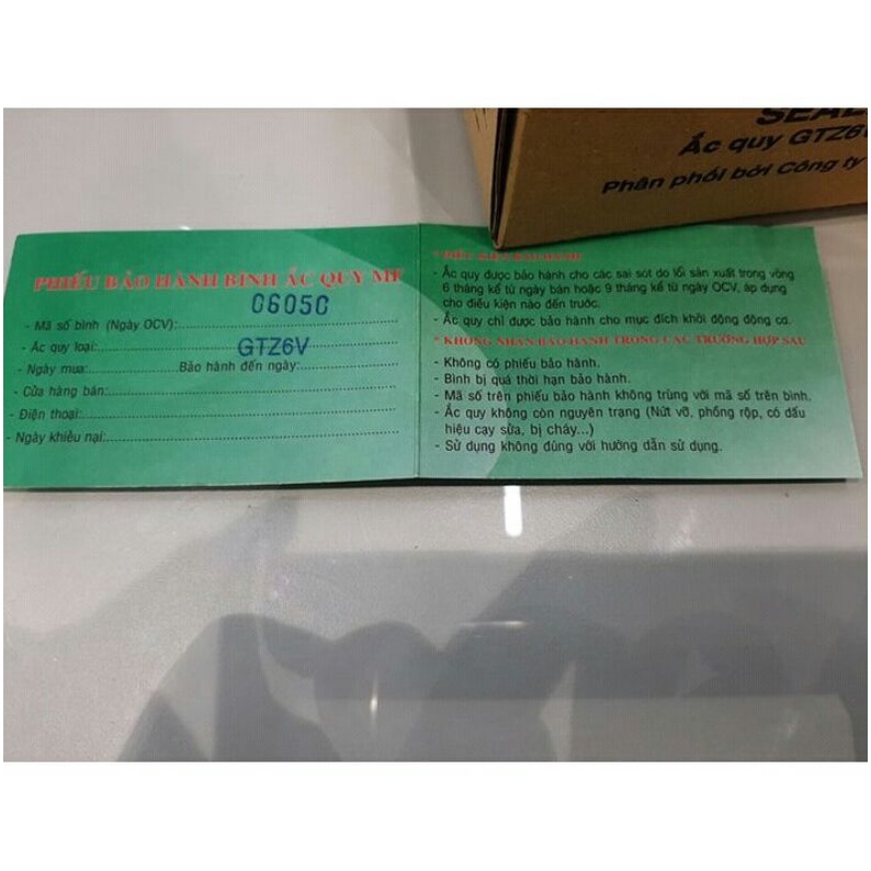 Ko1bình ắc quy GS GTZ6v chính hiệu honda