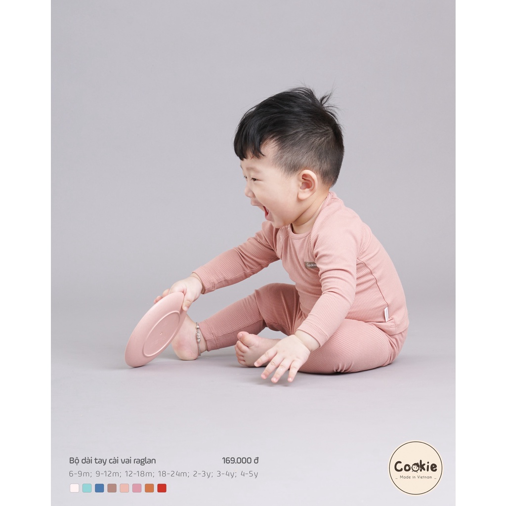 [CHÍNH HÃNG] Bộ dài tay cài vai raglan họa tiết trẻ em đáng yêu Cookie