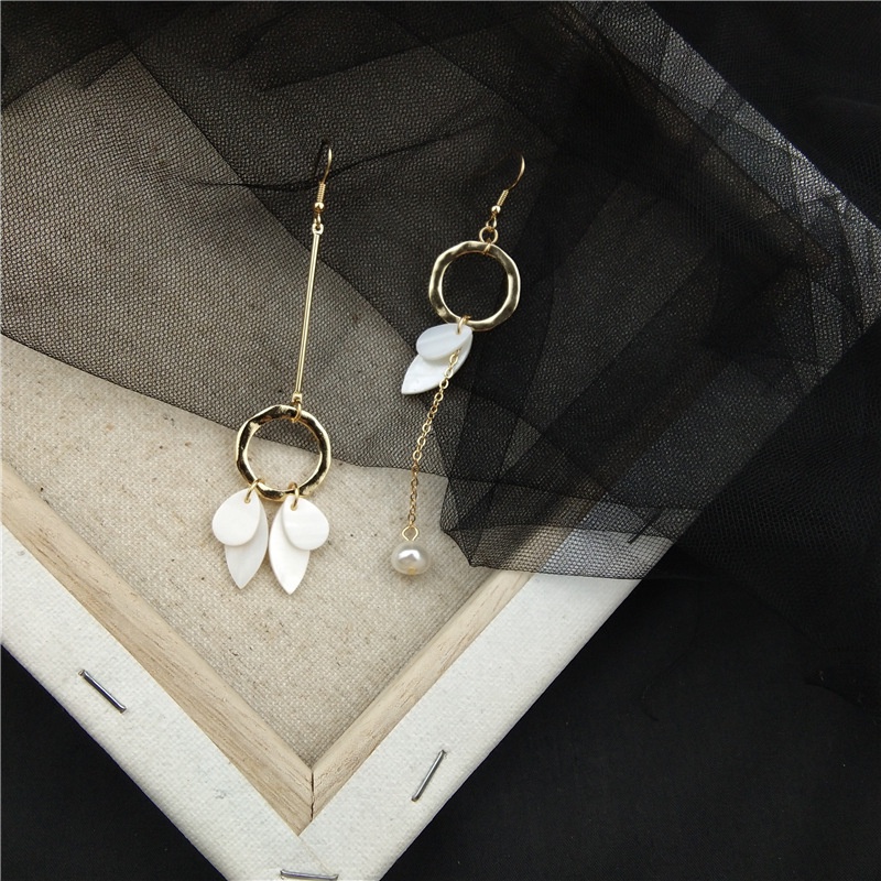 Khuyên tai kẹp không bấm lỗ chốt điều chỉnh K047 bằng hợp kim mạ vàng bất đối xứng hình tròn dáng dài Leous Accessories