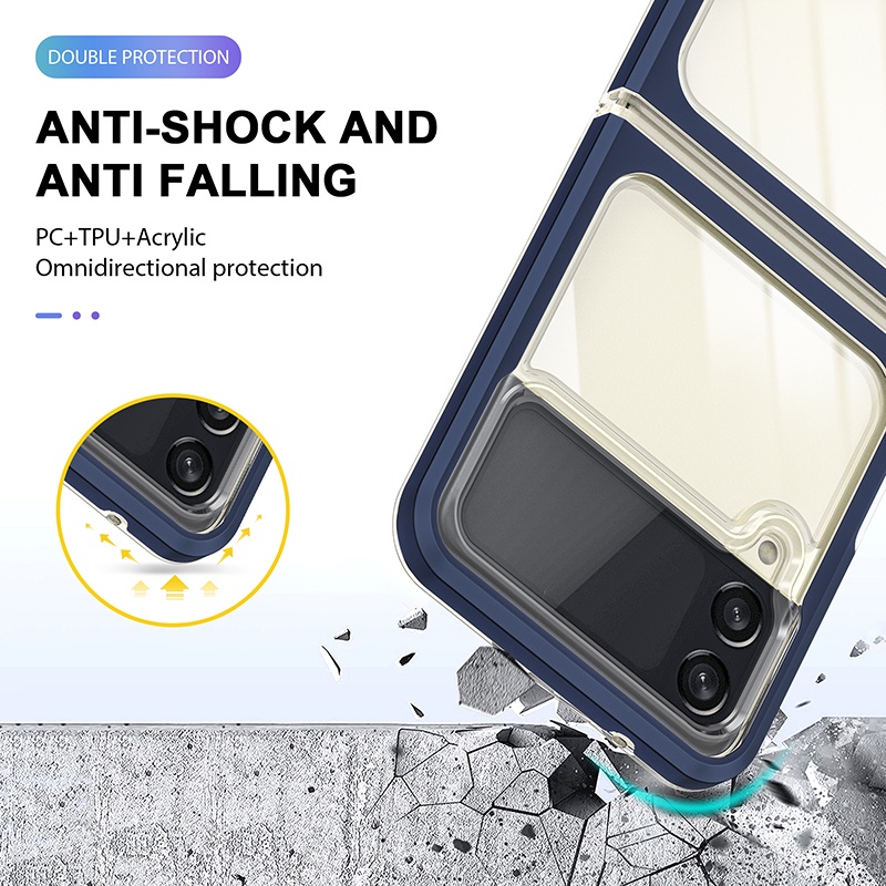Bao Da Điện Thoại Nắp Gập Bằng acrylic Trong Suốt Chống Sốc Cho samsung galaxy z flip 5 4 3 z flip 4 Ốp