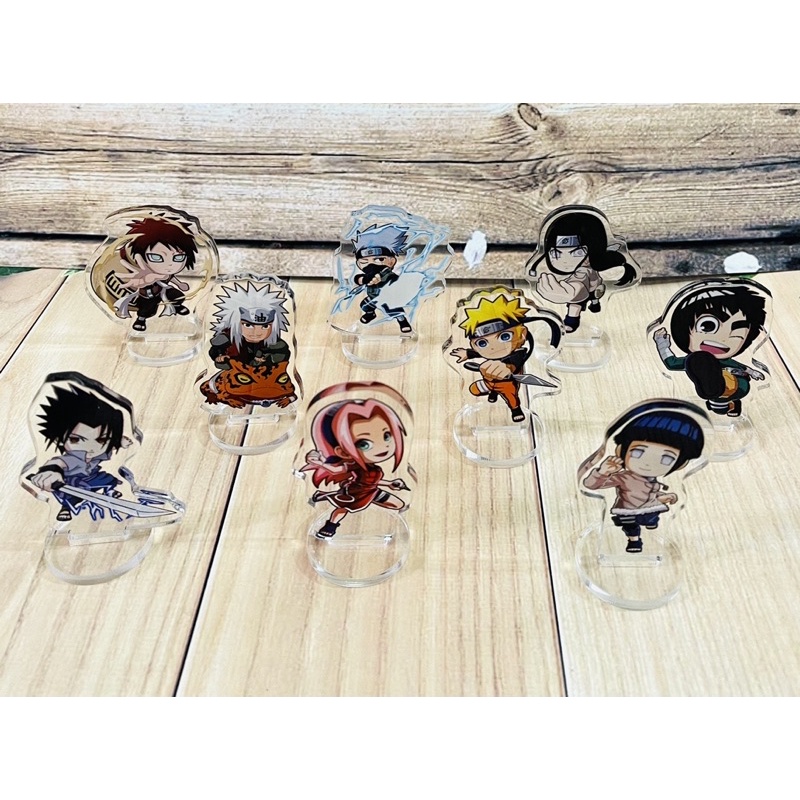 bộ 9 Standee naruto mica trong / tượng mô hình để bàn anime naruto