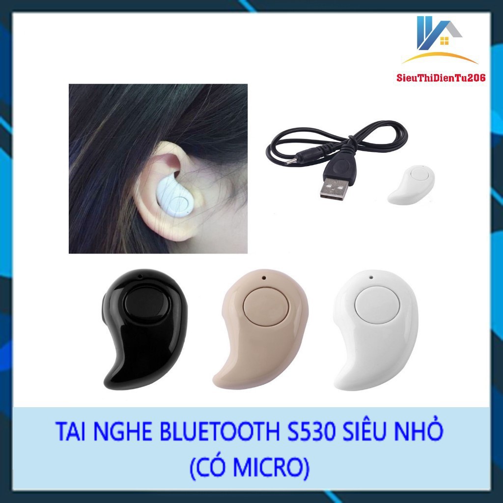 Tai nghe bluetooth S530 nhét tai V4.1 ear-pod siêu nhỏ có nghe nhạc