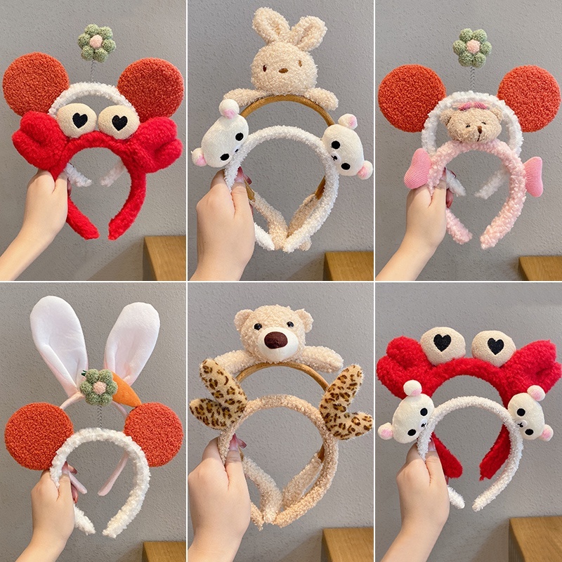 Băng Đô Cài Tóc Rửa Mặt Mềm Mại Họa Tiết Động Vật Hoạt Hình Phong Cách Hàn Quốc Cho Bé/Nữ
