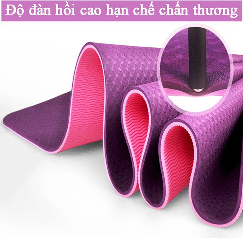 Thảm tập YOGA Chống trượt, Thảm tập GYM tại nhà tập thể dục. Chất liệu tpe 2 lớp 6mm chống trơn tuyệt đối