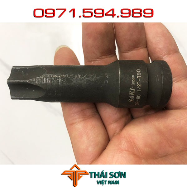 Đầu típ khẩu 1/2 inch hoa khế 6 cạnh ngoài . thương hiệu SAKI - Nhật Bản, dài 78mm, chất liệu carbon CRMO