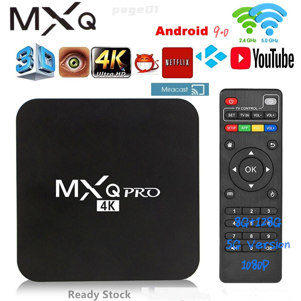 Tv Box 5g Lõi Tứ Mxq Pro 8gb + 128gb Android Tv Box 4k Smart 1080p Android 9.0 Android Smart Box Quad Corekodi Wifi Youtube