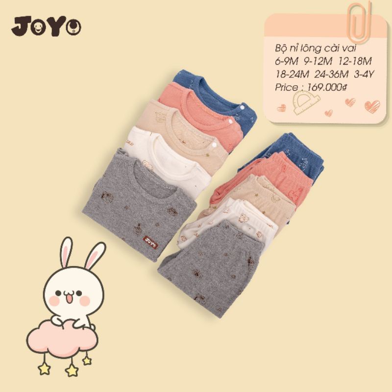 Joyo - Bộ quần áo dài tay cho bé vải nỉ lông thu đông ấm áp cho bé 8-17kg Jojo