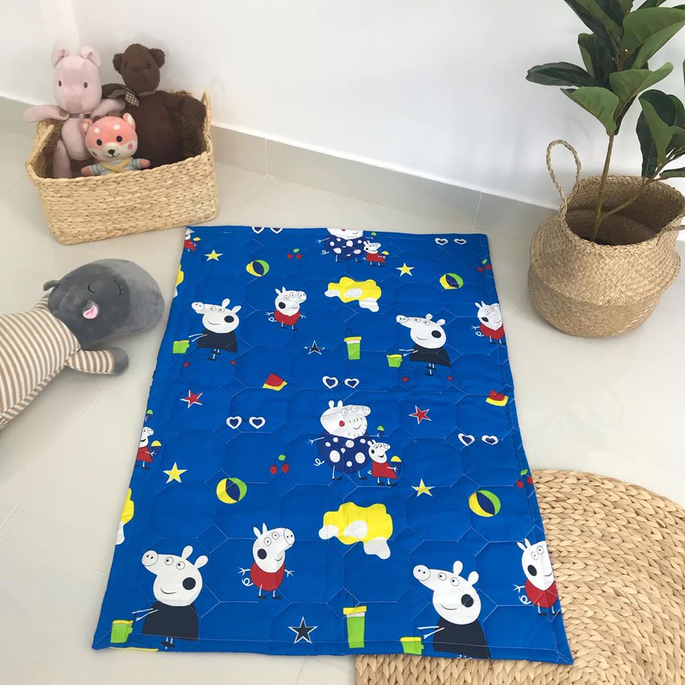 Chăn Mền Kha Ly nhỏ cho bé đi học-mẫu đóng NGẪU NHIÊN-Chất cotton siêu thoáng mát, không hầm, nóng lưng bé-size 75x11