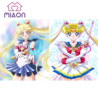 SAILOR MOON Bộ Tranh Đính Đá 5d Tự Làm Hình Thủy Thủ Mặt Trăng Độc Đáo