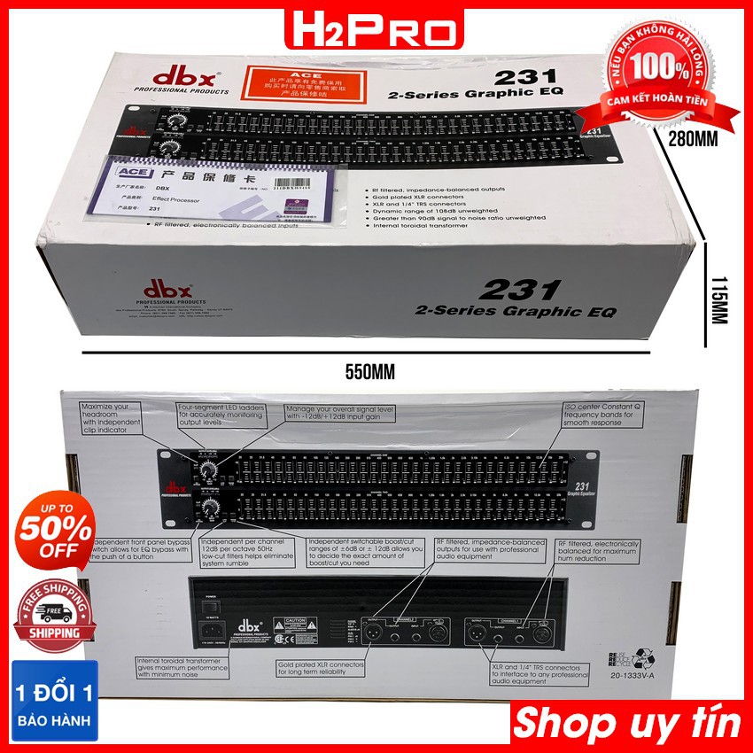 Lọc xì DBX 231 chính hãng, bộ lọc âm thanh Equalizer DBX 231 cân chỉnh sắc nét từng âm thanh ( tặng 4 jack 6 ly giá 200k