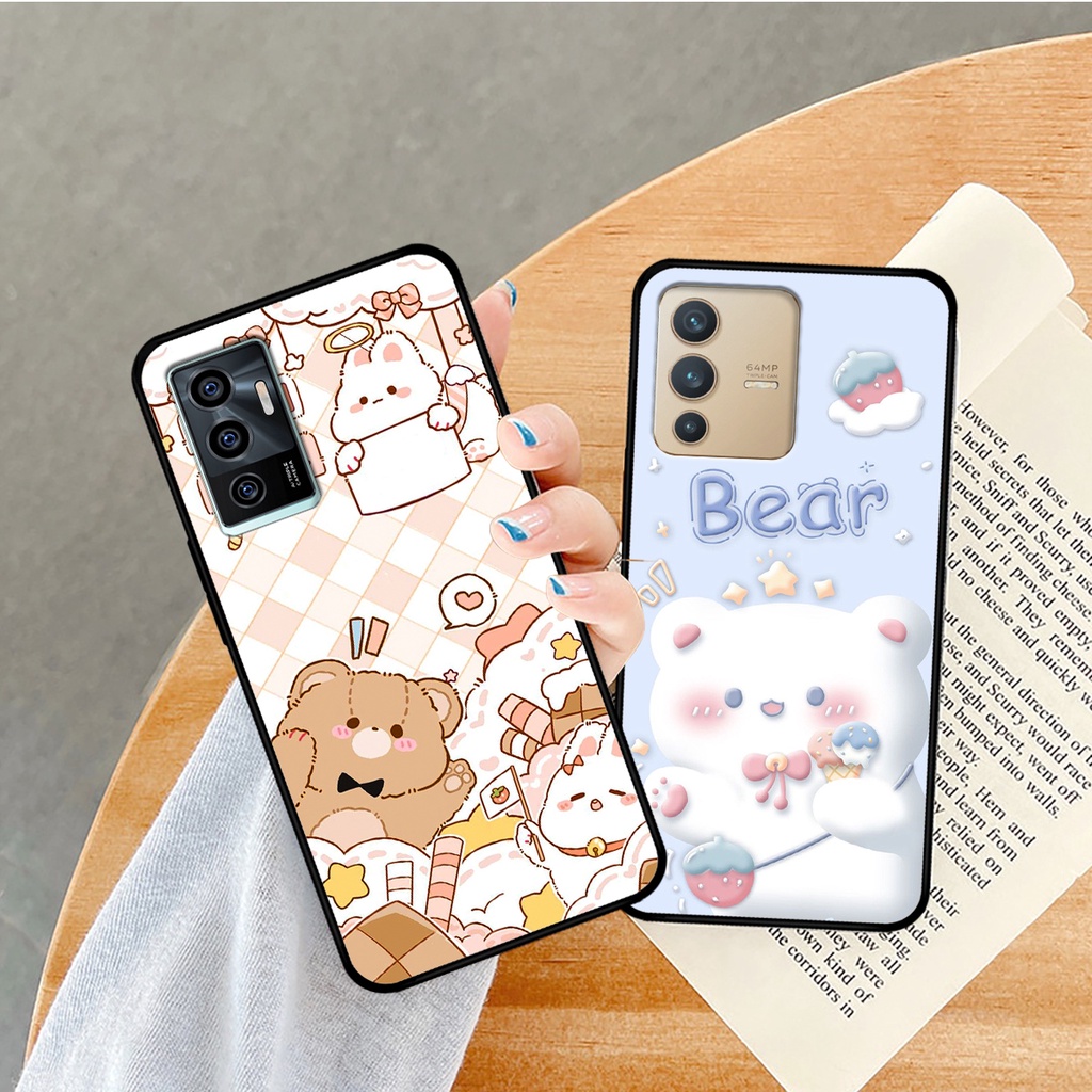 Ốp lưng Vivo V23e - Vivo V23 5G in hình caro gấu thỏ dễ thương